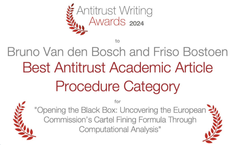 Friso Bostoen’s article receives ‘Best Antitrust Academic Article Procedure Category’
